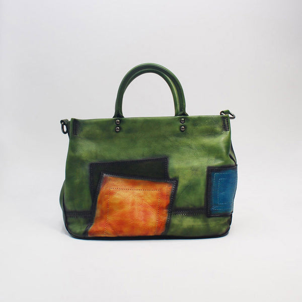 Vintage Women Green Leather Tote Bag Handbags Crossbody Bags for Women Designer