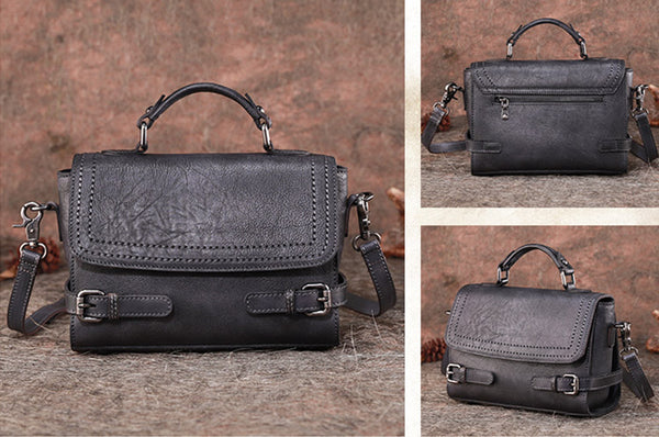 Vintage Women Leather Satchel Bag Crossbody Bags Purse for Women Genuine Leather