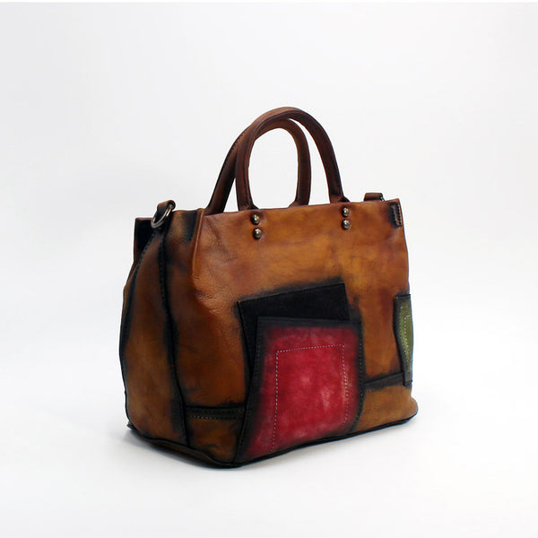 Vintage Women brown Leather Tote Bag Handbags Crossbody Bags for Women 