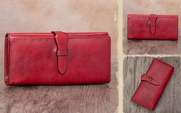 Vintage Women's Billfold Long Leather Wallet Long For Women Designer