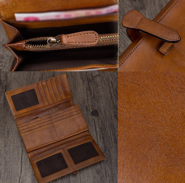 Vintage Women's Billfold Long Leather Wallet Long For Women Details