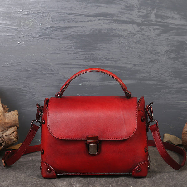 Vintage Women's Brown Leather Crossbody Satchel Purse Handbags for Women Affordable
