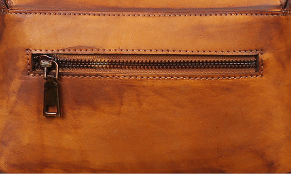 Vintage Women's Brown Leather Crossbody Satchel Purse Handbags for Women Funky