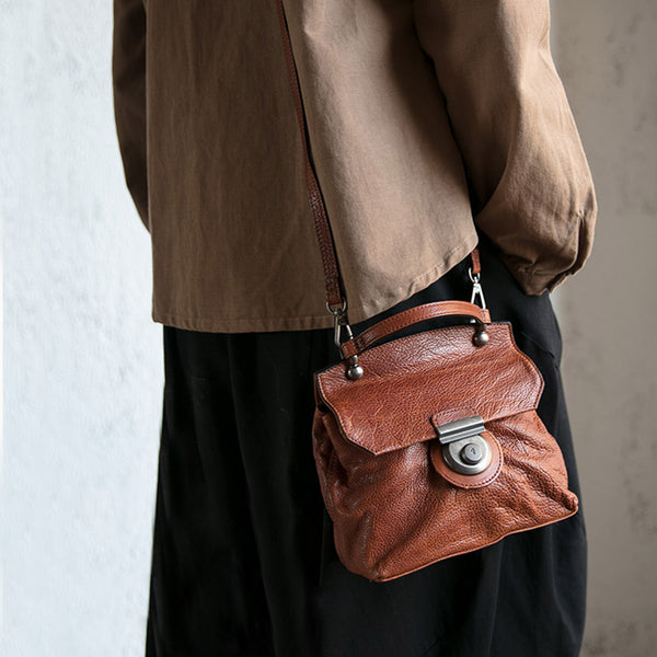 Vintage Women's Brown Leather Crossbody Satchel Purse Shoulder Bags for Women Accessories