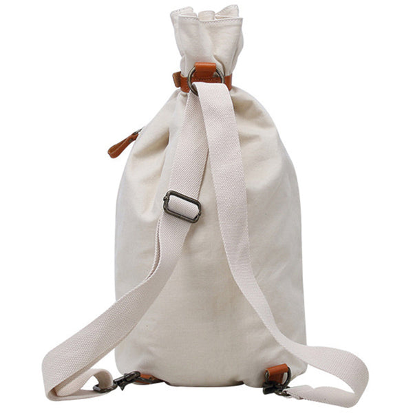 Vintage Women's Canvas And Leather Backpack Purse Canvas Rucksack Bag For Women Beautiful