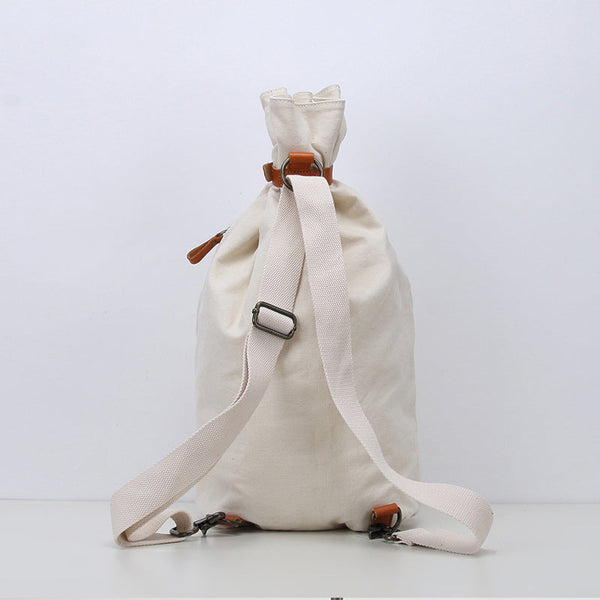 Vintage Women's Canvas And Leather Backpack Purse Canvas Rucksack Bag For Women Durable