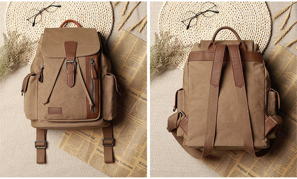 Medium Canvas Rucksack Trendy Zip Backpack Purse Laptop Backpacks for Women Cool