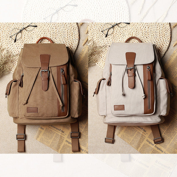 Medium Canvas Rucksack Trendy Zip Backpack Purse Laptop Backpacks for Women Designer