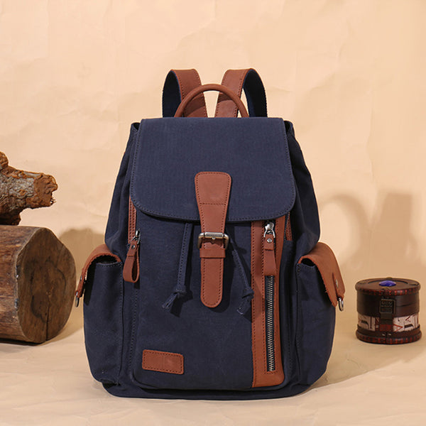 Vintage Women's Canvas Leather Drawstring Backpack Purse Canvas Rucksack for Women Latest
