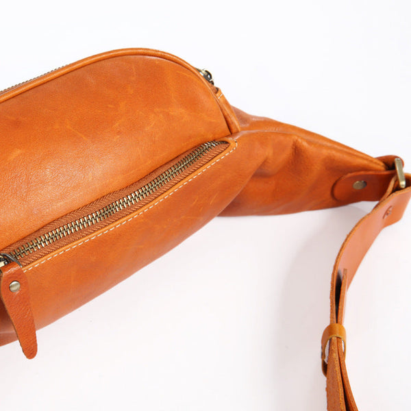 Vintage Women's Crossbody Chest Bag Leather Waist Bag For Women Details
