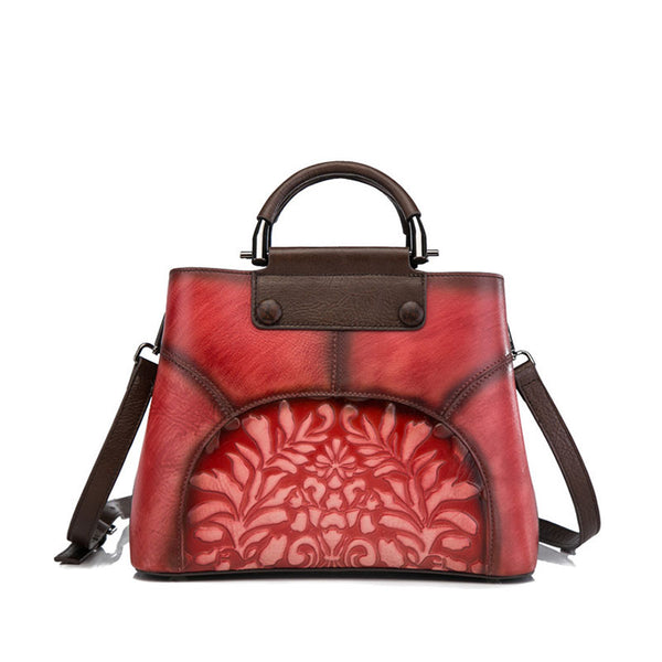 Vintage Women's Embossed Genuine Leather Handbags Cross Shoulder Bag Purse For Women Affordable