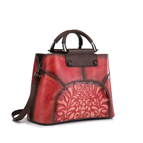 Vintage Women's Embossed Genuine Leather Handbags Cross Shoulder Bag Purse For Women Designer