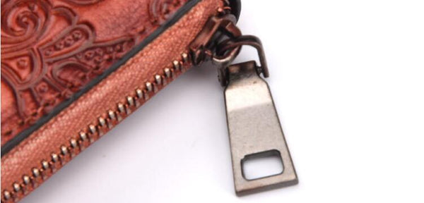 Vintage Women's Embossed Leather Clutch Wallet Purse Zip Around Wallet For Women Trendy