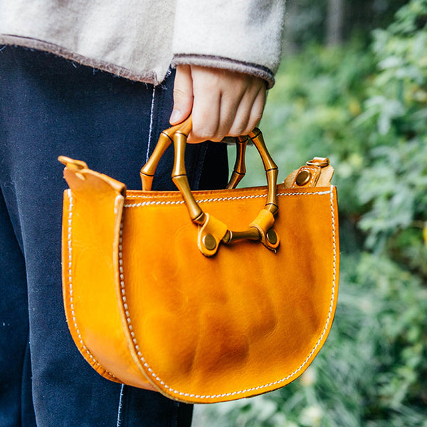 Vintage Women's Genuine Brown Leather Handbags Purse Cross Shoulder Bag for Ladies