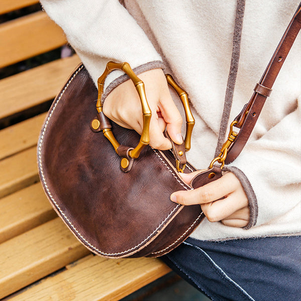 Vintage Women's Genuine Brown Leather Handbags Purse Cross Shoulder Bag for Ladies cool