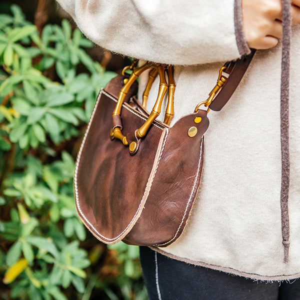 Vintage Women's Genuine Brown Leather Handbags Purse Cross Shoulder Bag for Ladies cowhide
