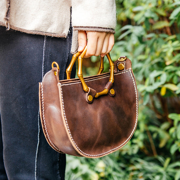 Vintage Women's Genuine Brown Leather Handbags Purse Cross Shoulder Bag for Ladies cute