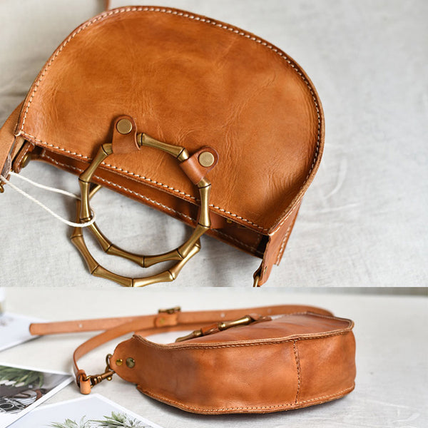 Vintage Women's Genuine Brown Leather Handbags Purse Cross Shoulder Bag for Ladies fashion