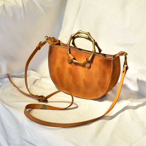 Vintage Women's Genuine Brown Leather Handbags Purse Cross Shoulder Bag