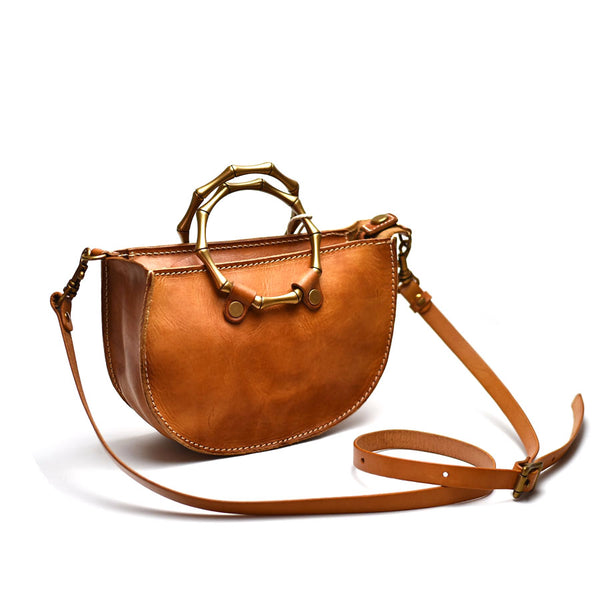 Vintage Women's Genuine Brown Leather Handbags Purse