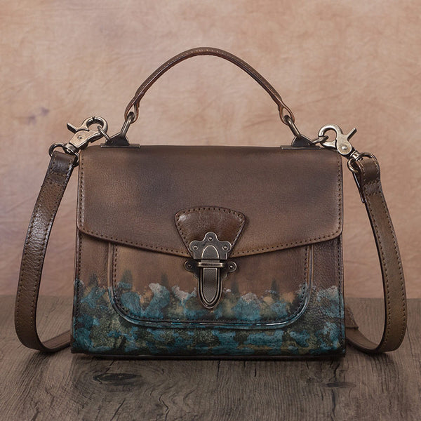 Vintage Women's Genuine Leather Crossbody Satchel Bag Handbags Purse for Women Best