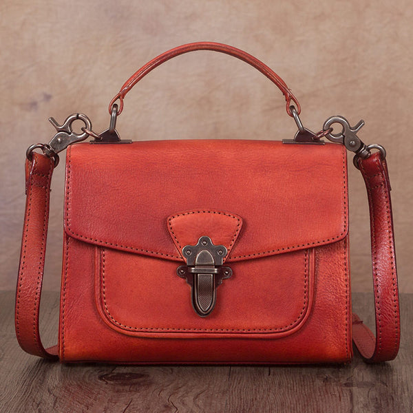 Vintage Women's Genuine Leather Crossbody Satchel Bag Handbags Purse for Women Chic