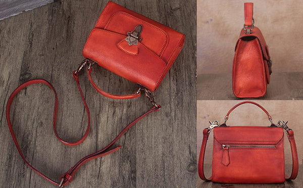 Vintage Women's Genuine Leather Crossbody Satchel Bag Handbags Purse for Women Designer