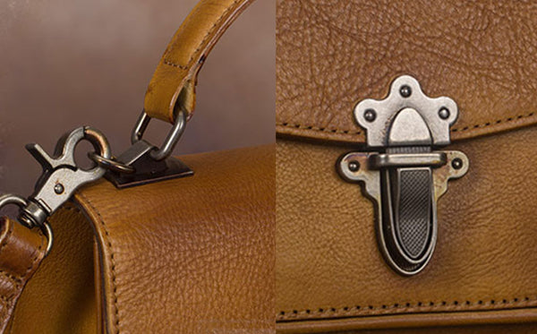 Vintage Women's Genuine Leather Crossbody Satchel Bag Handbags Purse for Women Details