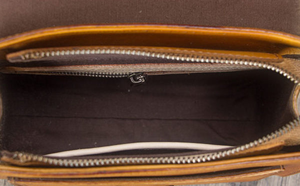 Vintage Women's Genuine Leather Crossbody Satchel Bag Handbags Purse for Women Inside