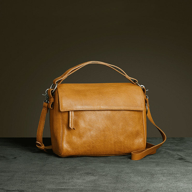 Vintage Women's Genuine Leather Handbags Cross Shoulder Bag For Women Brown
