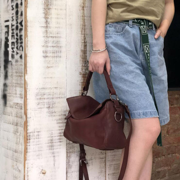 Vintage Women's Genuine Leather Handbags Cross Shoulder Bag For Women Cute