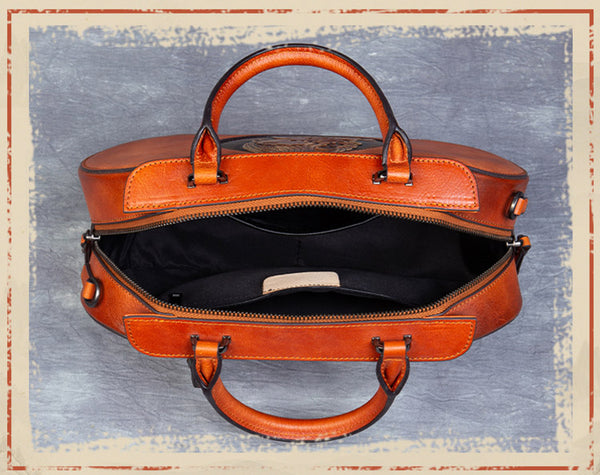 Vintage Women's Genuine Leather Handbags Cross Shoulder Bag For Women Inside
