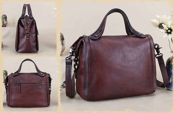 Vintage Women's Genuine Leather Handbags Over The Shoulder Purse For Women Chic