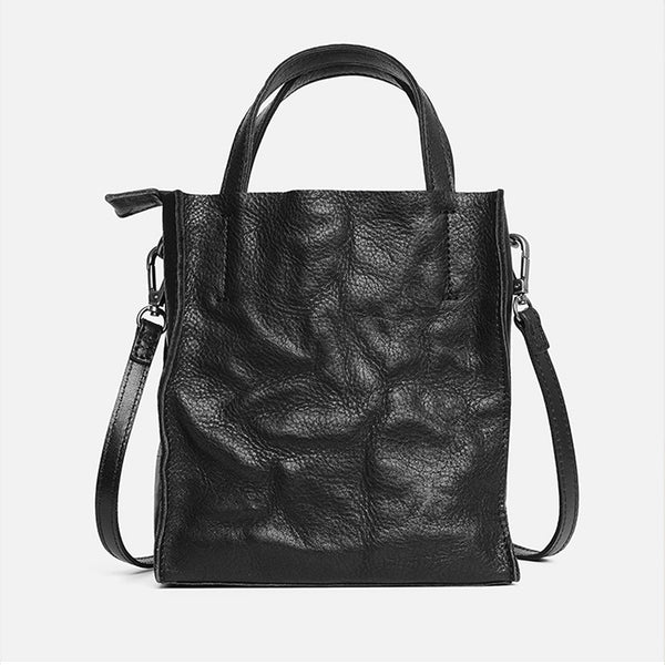 Vintage Women's Genuine Leather Handbags Small Crossbody Tote Purse For Women Black