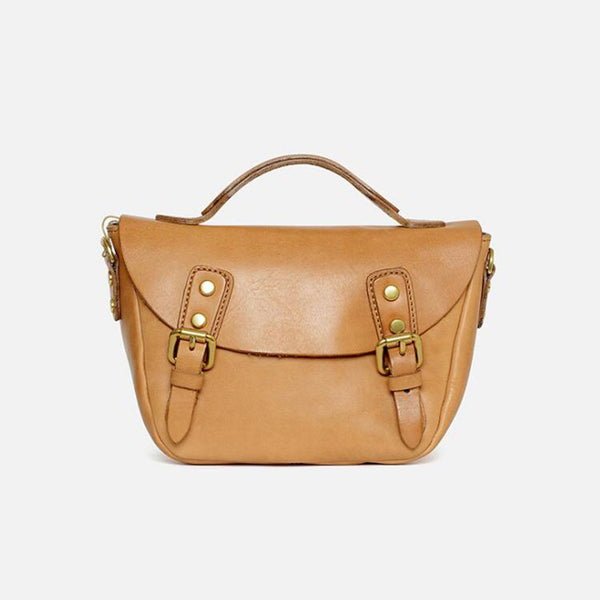 Vintage Women's Genuine Leather Satchel Handbags Crossbody Purse For Women Brown