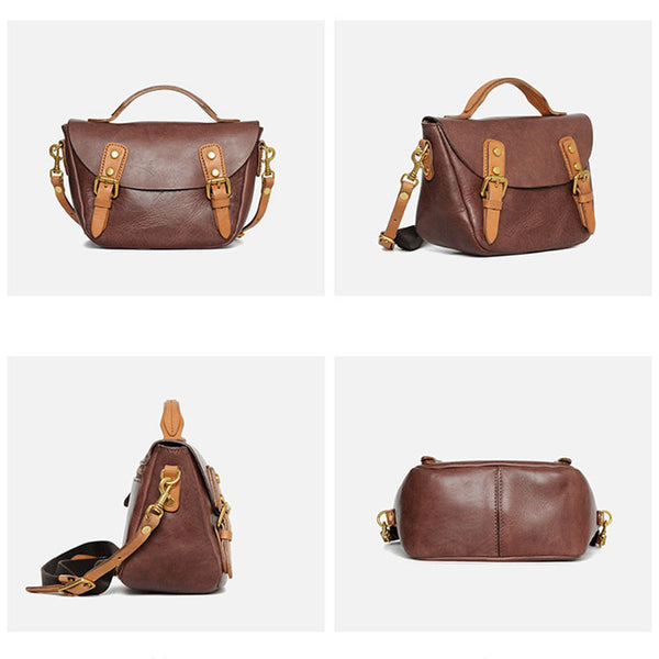 Vintage Women's Genuine Leather Satchel Handbags Crossbody Purse For Women Cool