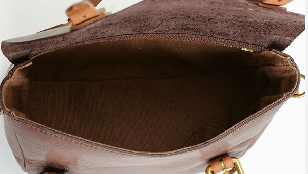 Vintage Women's Genuine Leather Satchel Handbags Crossbody Purse For Women Inside