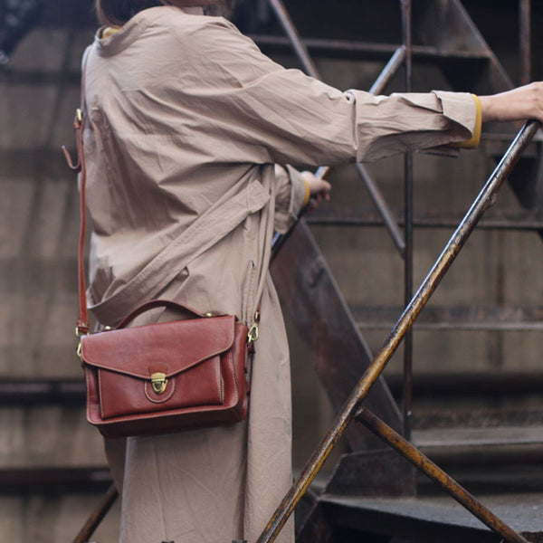 Vintage Women's Genuine Leather Shoulder Bags Handbags Purse for Women