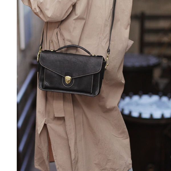 Chic Womens Black Leather Crossbody Satchel Bag Handbags Purse for Women