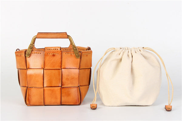 Vintage Women's Genuine Woven Leather Handbags Leather Crossbody Purse For Women Details