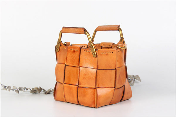 Vintage Women's Genuine Woven Leather Handbags Leather Crossbody Purse For Women Durable