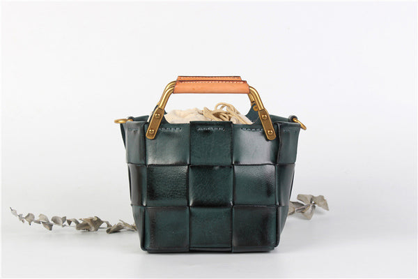 Vintage Women's Genuine Woven Leather Handbags Leather Crossbody Purse For Women Gift