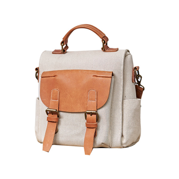 Vintage Women's Small Canvas and Leather Backpack Purse Shoulder Bags for Ladies Accessories