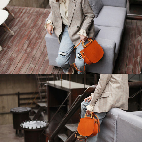 Vintage Women's Small Real Leather Crossbody Handbags Over the Shoulder Purse for Women Handmade