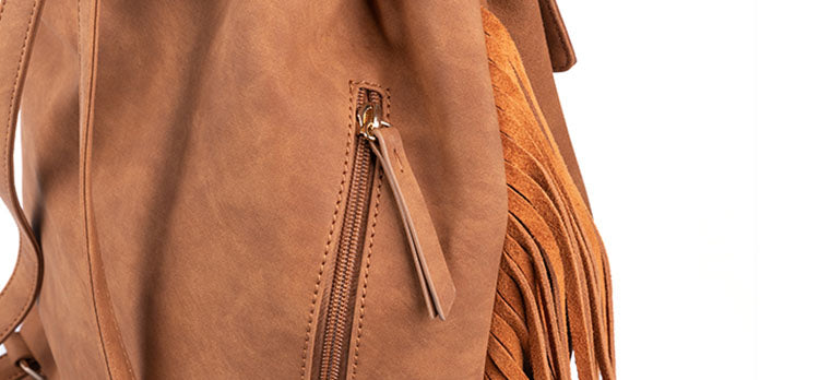 Women's tassel shoulder bag travel backpack backpack rucksack Brown Women's tassel shoulder bag travel backpack backpack rucksack Brown