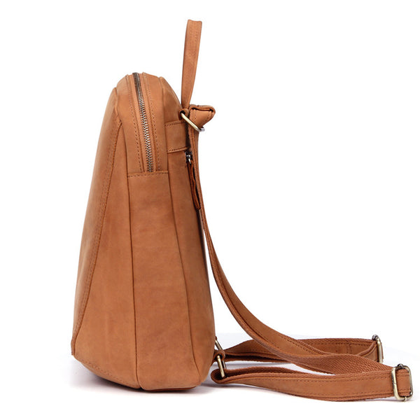 Vintage Womens Brown Crazy Horse Leather Backpack Bag Purse Cross Shoulder Bag For Women Affordable