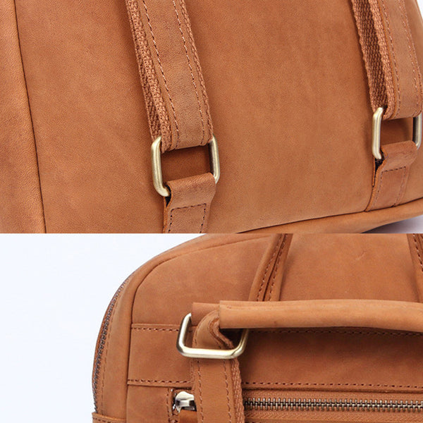 Vintage Womens Brown Crazy Horse Leather Backpack Bag Purse Cross Shoulder Bag For Women Cute