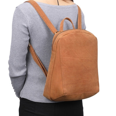 Vintage Womens Brown Crazy Horse Leather Backpack Bag Purse Cross Shoulder Bag For Women