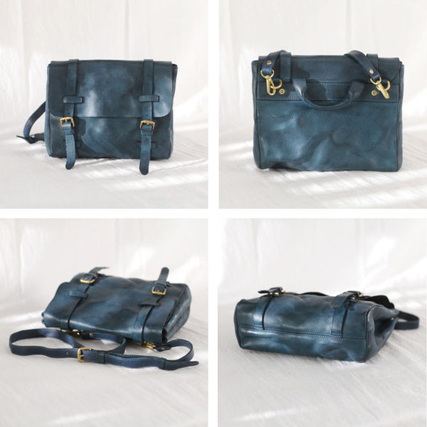 Vintage Womens Brown Leather Crossbody Messenger Bags Satchel Bag Purse for Women Fashion
