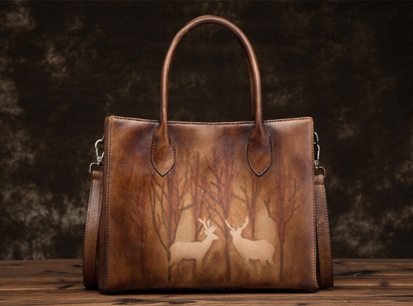 Vintage Womens Brown Leather Totes Handbags Shoulder Bag for Women Genuine leather